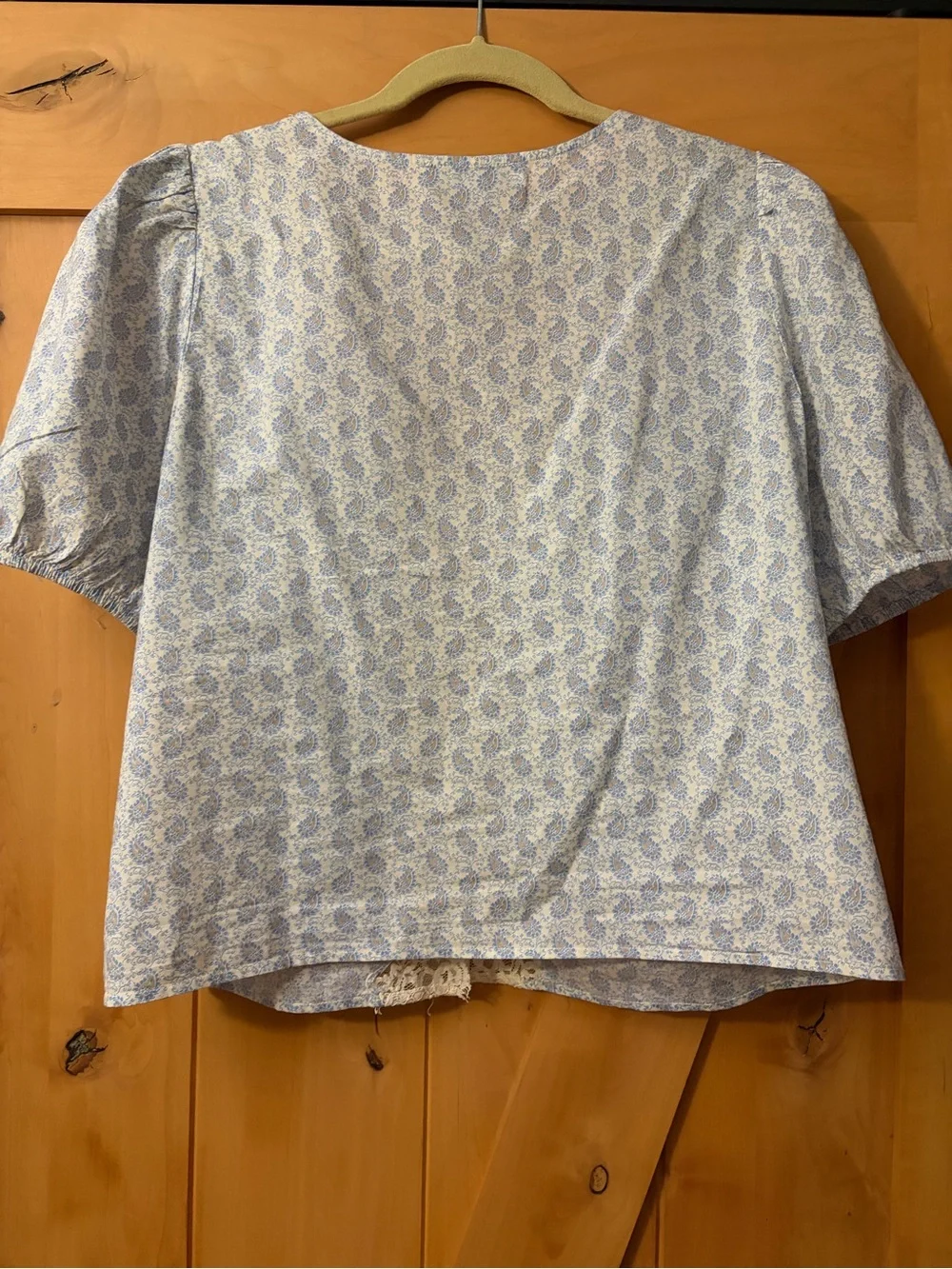 The Loft 100% Cotton Blue Paisley Lace-Trim Blouse